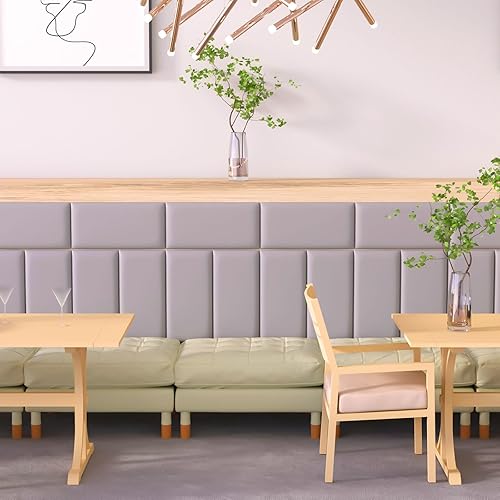 Miniatura 5 de Raycity Paneles de pared tapizados de color blanco para despegar y pegar, paquete de 4 paneles de 7.8 x 15.7 pulgadas, panel de pared 3D