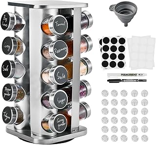 Miorkly Square Spice Rack Organiser with 20 S...,