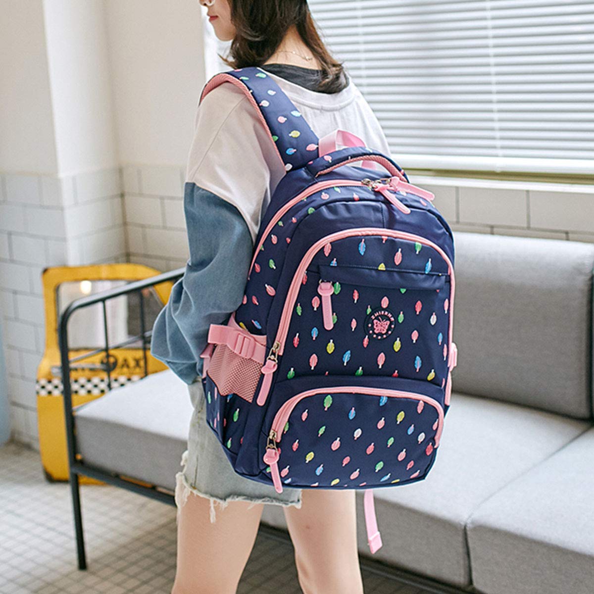 IvyH Zaino per ragazze,Sacchetti di scuola per ragazze Zaino Casual Daypack Zaino per laptop leggero Borsa da viaggio Foglia colorata Pattern