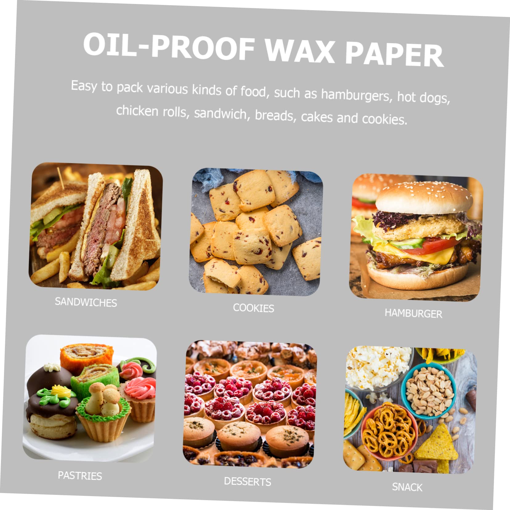 GRIRIW 50 Sheets Baking Wax Paper Food Grade Sandwich Wrapping Oil-proof Packing Paper