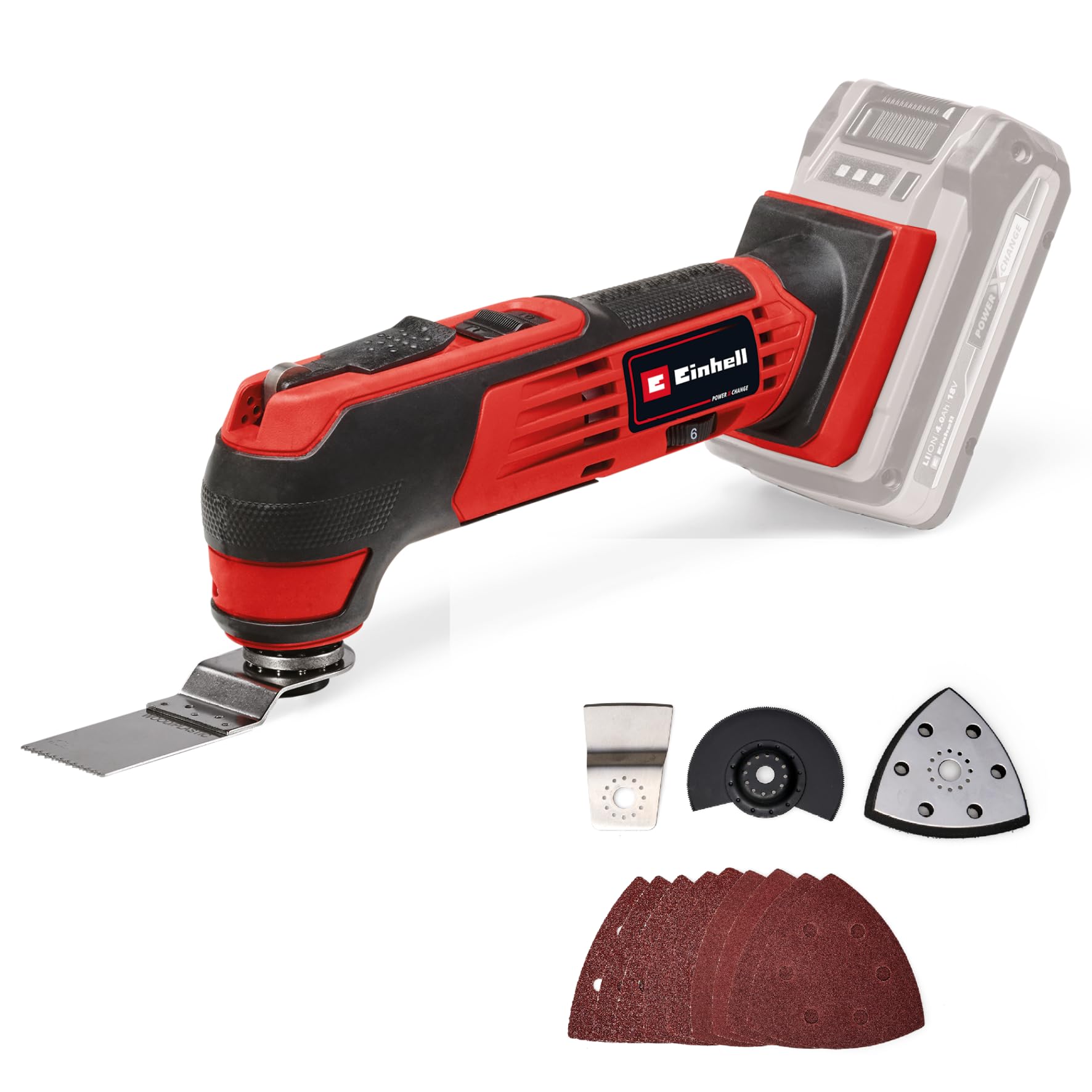 Einhell Akku-Multifunktionswerkzeug TE-MG 18/1 Li - Solo Power X-Change (18 V, 3 Funktionen, magnetische Werkzeugaufnahme, Drehzahlelektronik, inkl. Zubehör, ohne Akku)