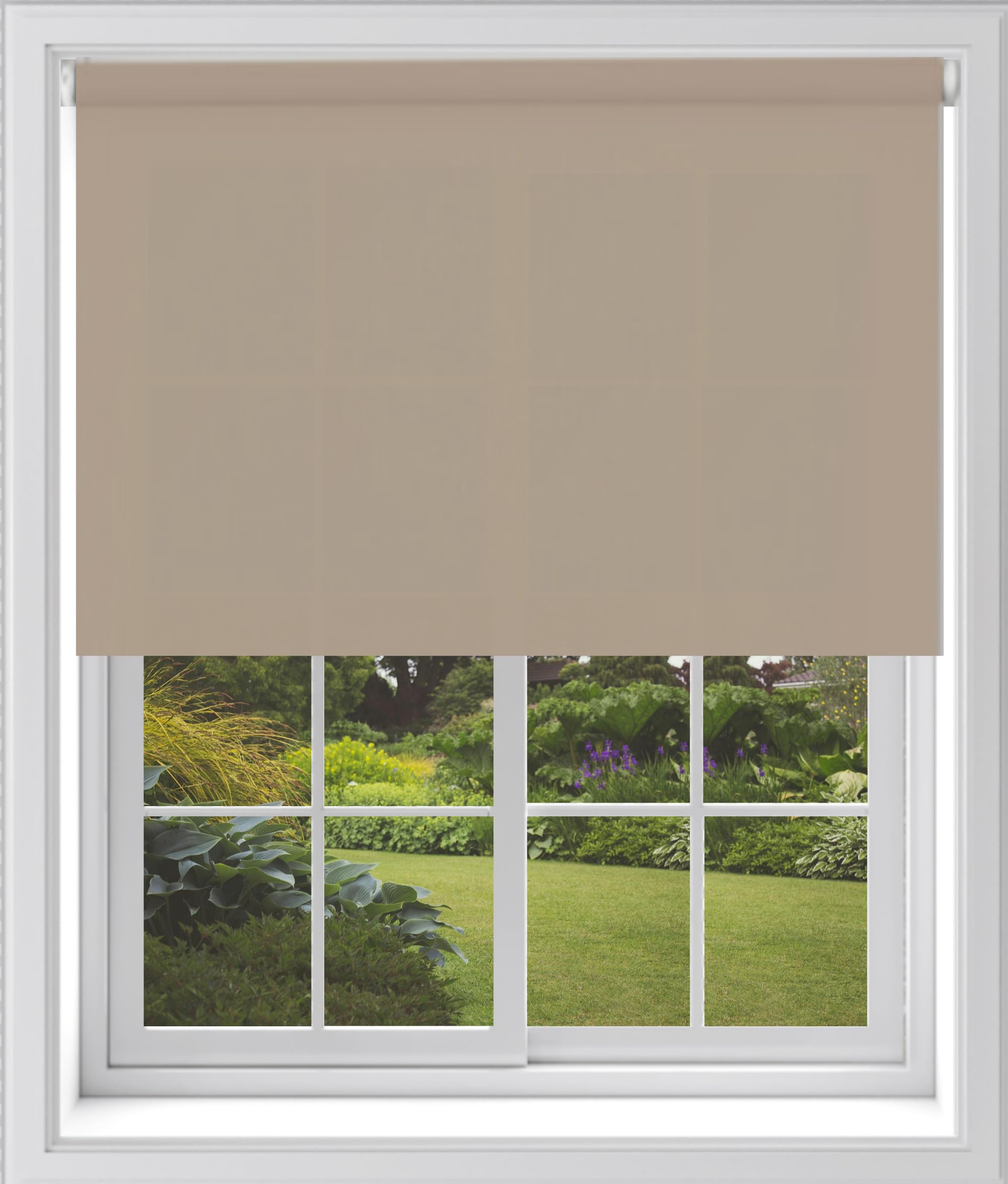 Caecus Cappuccino Plain Dim Out Fabric Roller Blind Made To Measure Maximum Of 150Cm Width All Fitting Included Easy Fit Child Safe