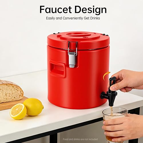 Miniatura 4 de Dispensador de bebidas aislado de 2.64 galones, servidor de bebidas calientes y hielo con interior de acero inoxidable 304 y espita para té
