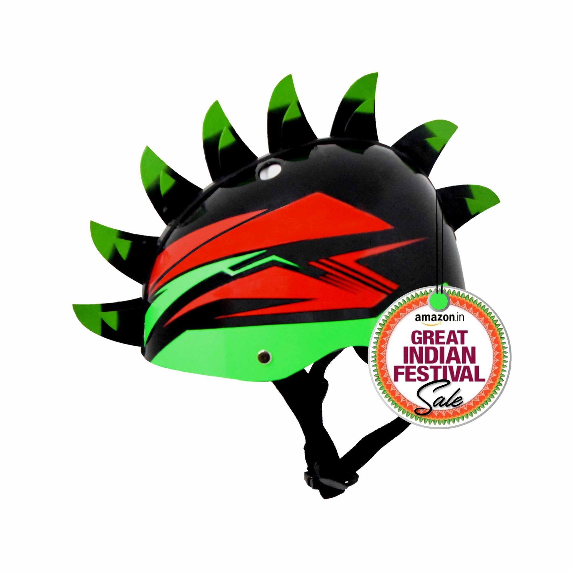 STREETJAM Kids Cycle Helmet, Finhawk Open Face Sports Helmet, Hard PP Outer Shell, EPS Inner Comfort Linner case, Adjustable Strap & Dial, Multi air Vents, Unisex Helmet(5-8 Years, Black (Red, Green) (B0CTMJZJW6) Amazon Price History, Amazon Price Tracker