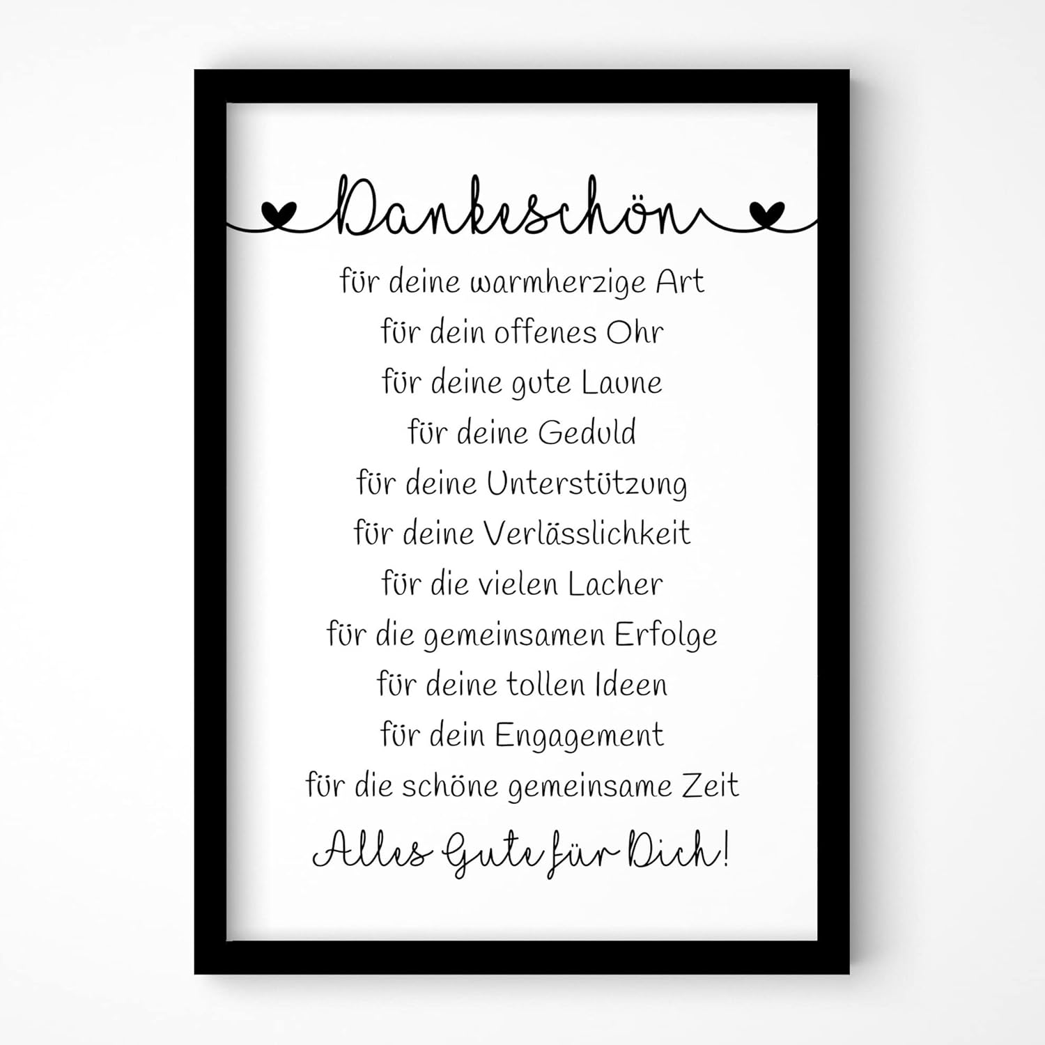 Danke Sagen An Die Chefin Dankeschön Geschenk Poster mit Rahmen - A4 Format - Abschiedsgeschenk
