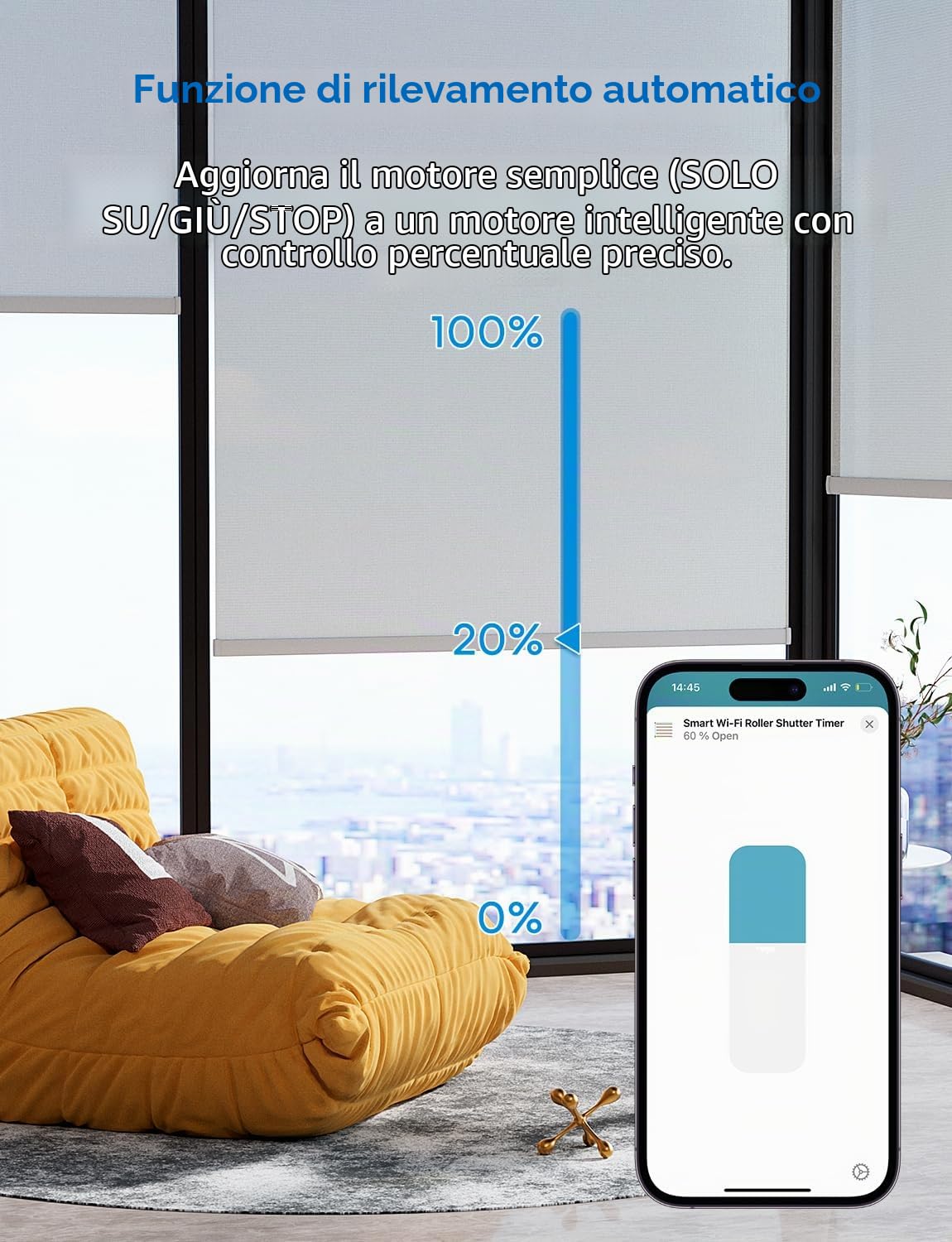 Meross Interruttore per tapparelle (è necessario un cavo neutro), set di 4 interruttori per tende da finestra compatibili con HomeKit, Alexa e Google Home, controllo vocale e telecomando