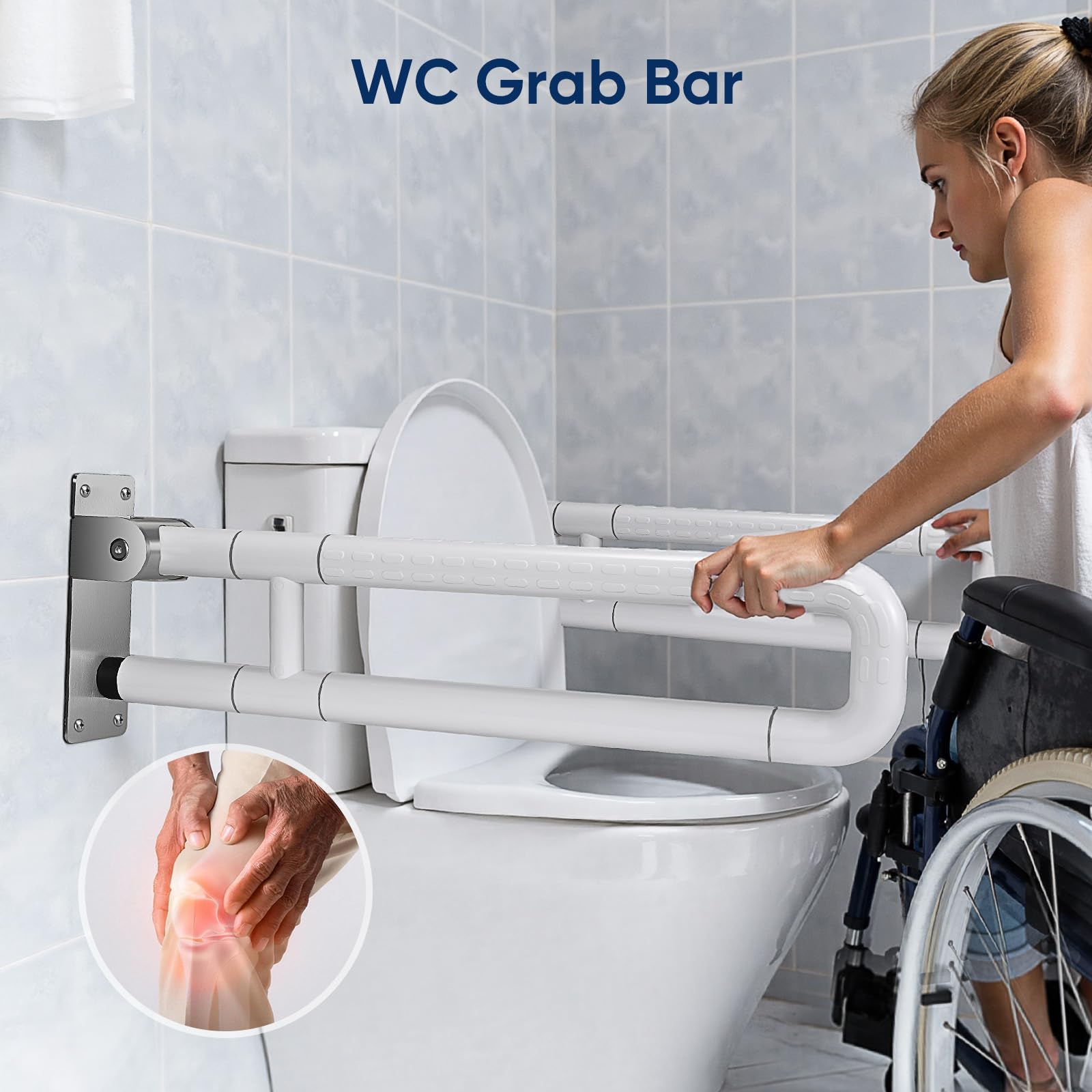 Maniglione di Sostegno da Bagno da 60 Cm Maniglioni per Handicap in Acciaio Inossidabile Antiscivolo Resistenti da 300-350 kg