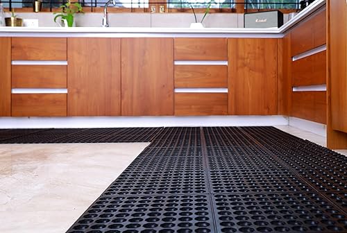Vista 18 de IRONGATE Tapete de goma – Juego de 2 tapetes de goma antifatiga – Tapete antideslizante para interiores y exteriores – Tapete de cocina comercial