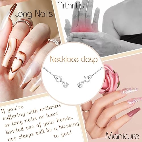 Miniatura 5 de Ofiuny Collar magnético de plata de ley 925 con doble anillo de resorte, convertidor de cierre magnético, extensor de collar para joyería de pulsera