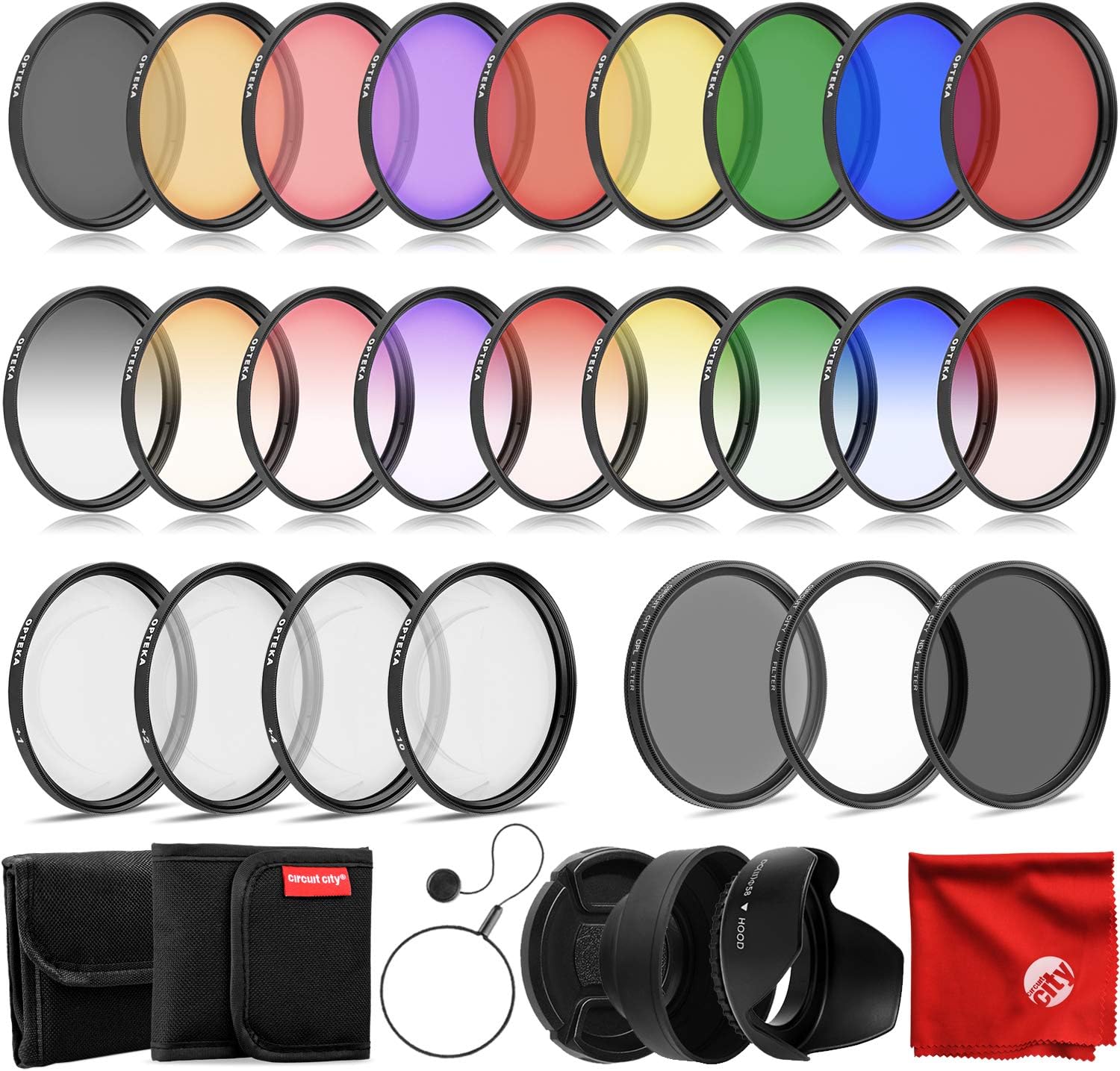 Opteka 58mm 9 Piece HD Multicoated Graduated Color Filter Kit Set for Digital SLR