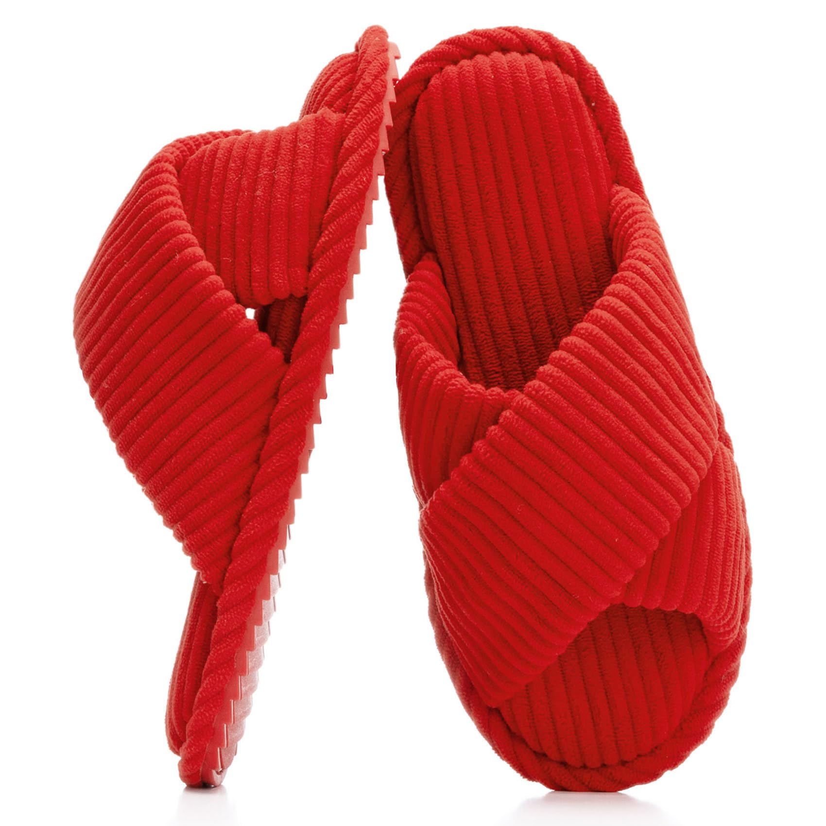 GOEWY Slippers for Women with Memory Foam Open toe House Bedroom Shoes | Crossbands Cozy Corduroy Slides,Non Slip Lightweight Sole,Indoor and Outdoor,Machine-washable,Gift for Womens