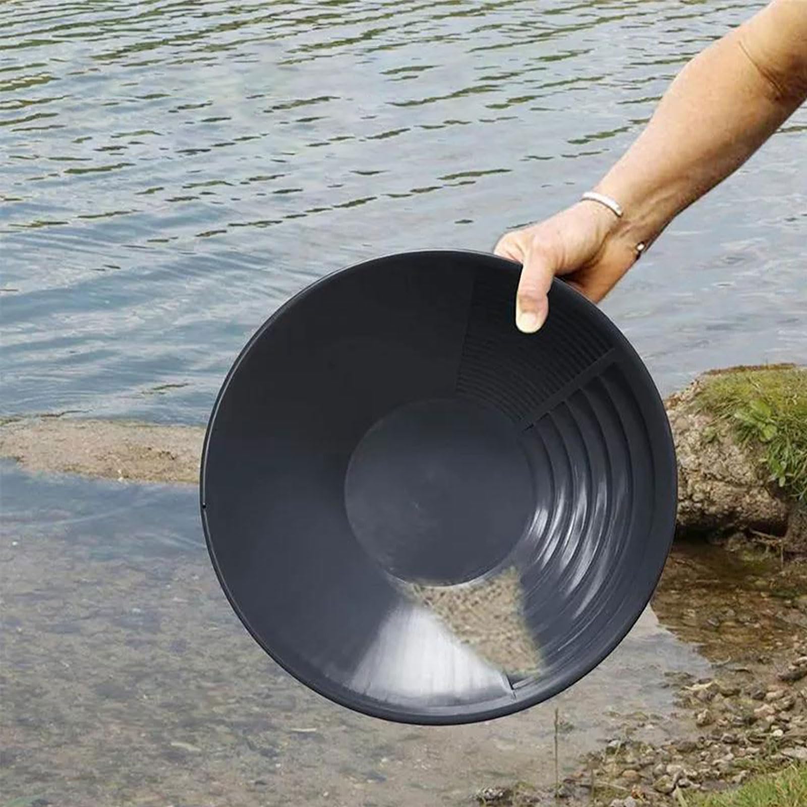 Gold Panning Pan,Accesorios para Tamices Manuales para la Extracción de Oro,Herramientas Portátiles para Buscar Oro al Aire Libre,Batea de Oro Set,Gold ifting,Clasificador de Tamizado 38 cm Tokaneit