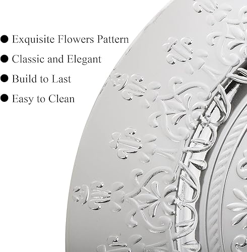Miniatura 3 de Youeon Paquete de 12 platos de carga plateados, cargadores de plástico de 13 pulgadas para platos de cena, platos decorativos con patrón floral para