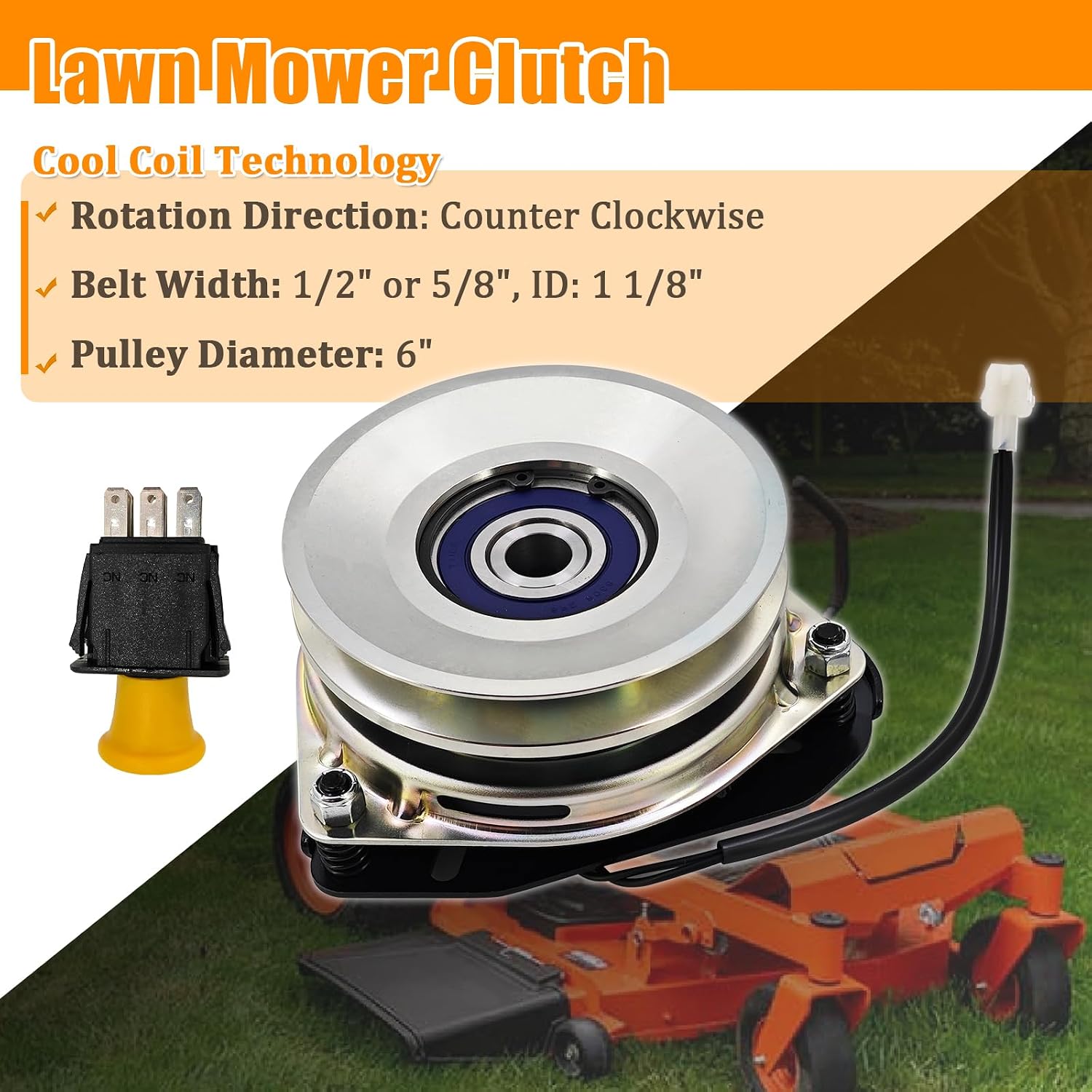 K3011-10050 PTO Clutch with Switch Fit for Kubota Z122EBR ZG123S Z121SKH Z411KW