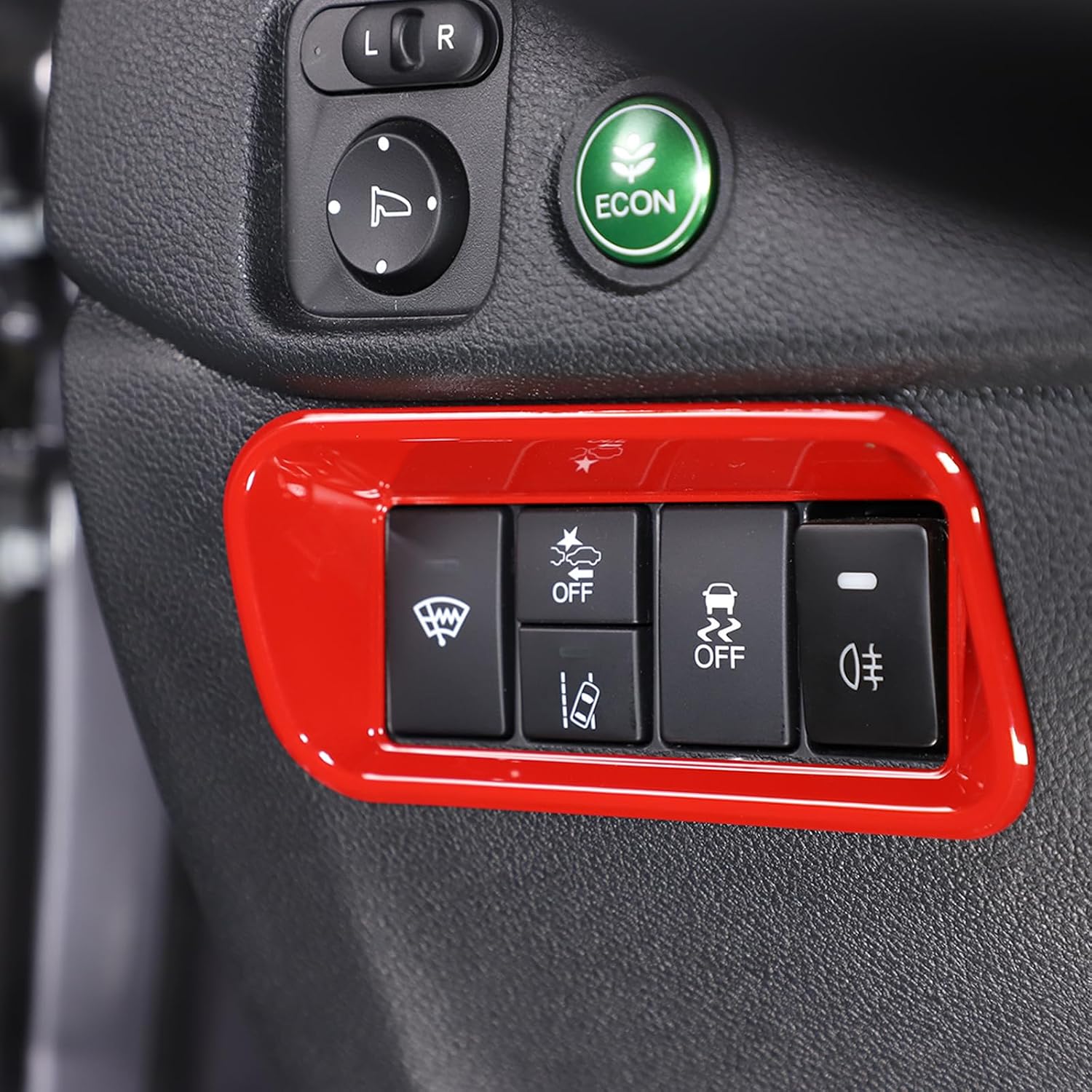 Car Dashboard Left Control Panel Cover Trim for Honda Pilot 2016-2022 Honda Ridgeline 2017-2023 Honda Passport 2019-2023 Fog Light Control Button Panel Cover molding Trims Accessories (Red)