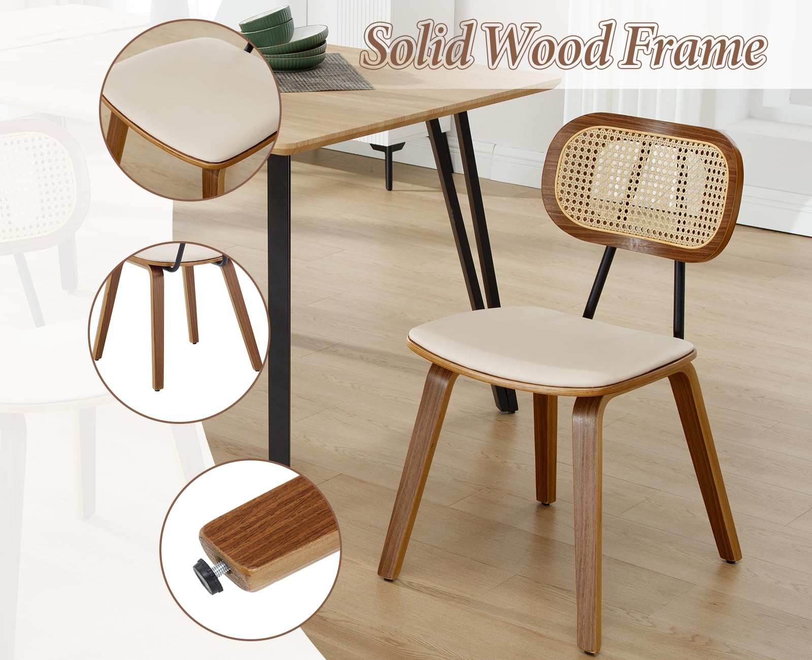Set Di 2 Sedie Cucina In Tessuto Sedia Da Pranzo Con Schienale In Rattan Sedie Legno Senza Braccioli Sedia Retro Per Sala Da Pranzo 77775240