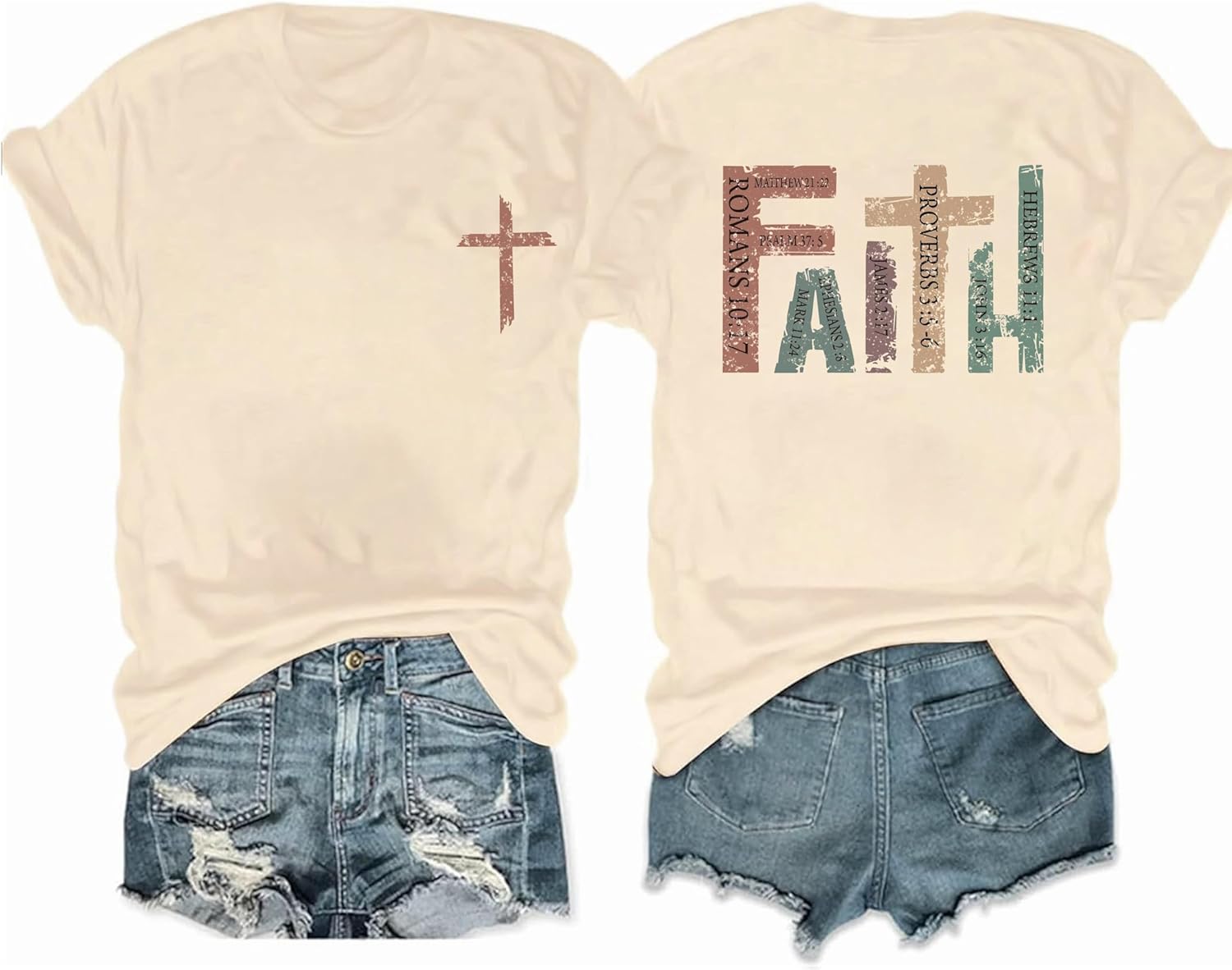 Faith Shirts for Women Christian Shirt Jesus Cross Graphic Tees Bible Verse Religious Sayings Casual Tops