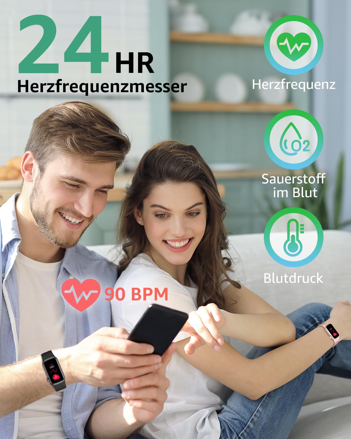 Fitness Tracker, 1,47 Zoll HD-Display Fitnessuhr mit 137+ Sportmodi, Smart Watch mit Schlafmonitor Schrittzähler, IP68 Wasserdicht Fitnessuhr für Damen Herren Black