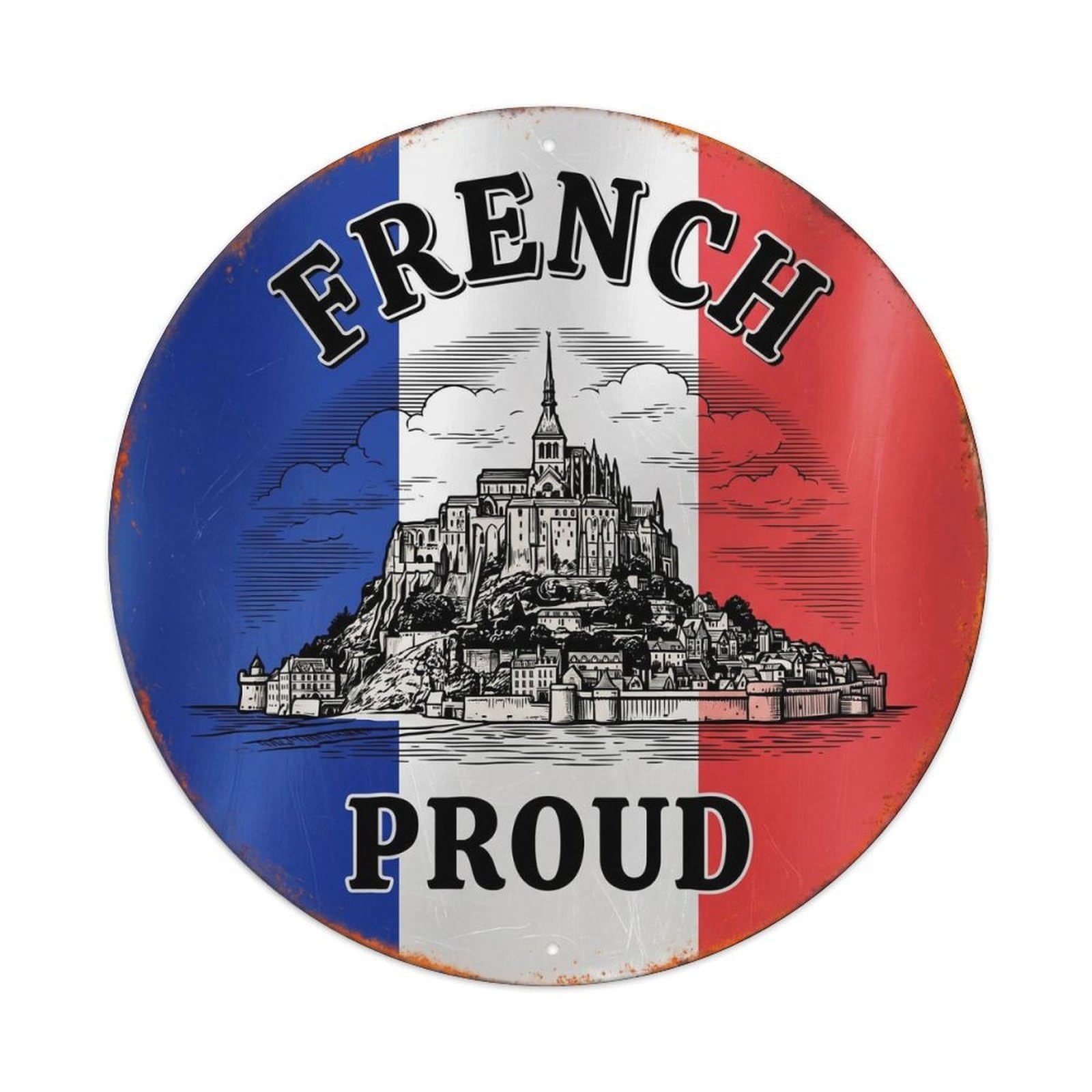 Olhnbad Style French Proud Mont Saint Michel Landmark Heritage Emblem Metal Tin Sign