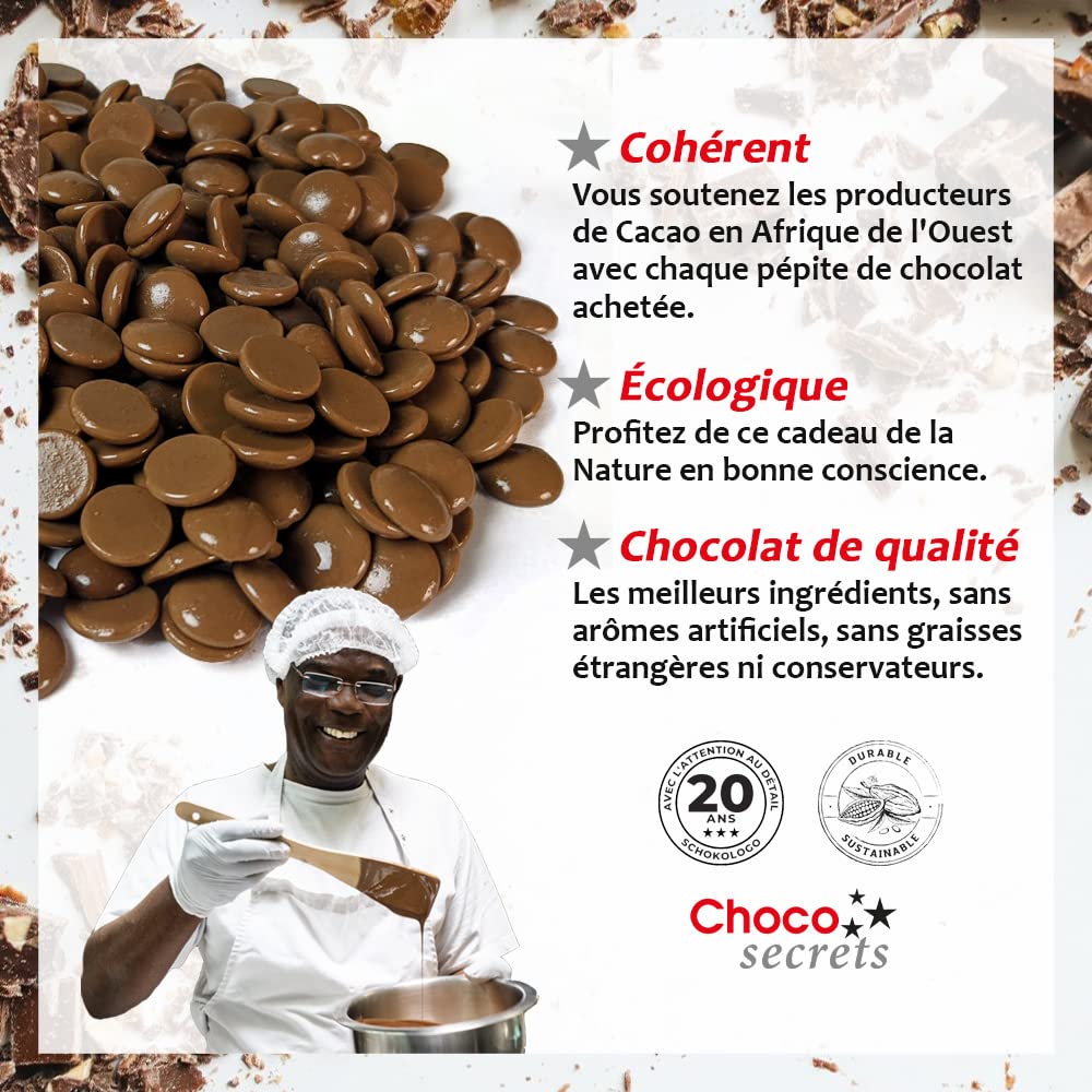 CHOCO SECRETS | 4 x 600g Pépites de Chocolat | Chocolat Lait Entier, Noir, Blanc & Rubis | Chocolat Belge premium, Fontaine Chocolat, Chocolat Pâtissier, Chocolat de Couverture Lait | Fondue Chocolat