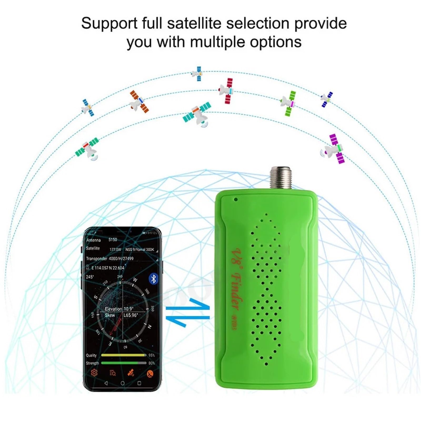 Buscador de satélites, V8 Sat Finder BT03 Mini Satfinder Bluetooth DVB S / S2 Receptor De Satélite Señal Digital TVDvb Dvb-s2 Multi,para configurar