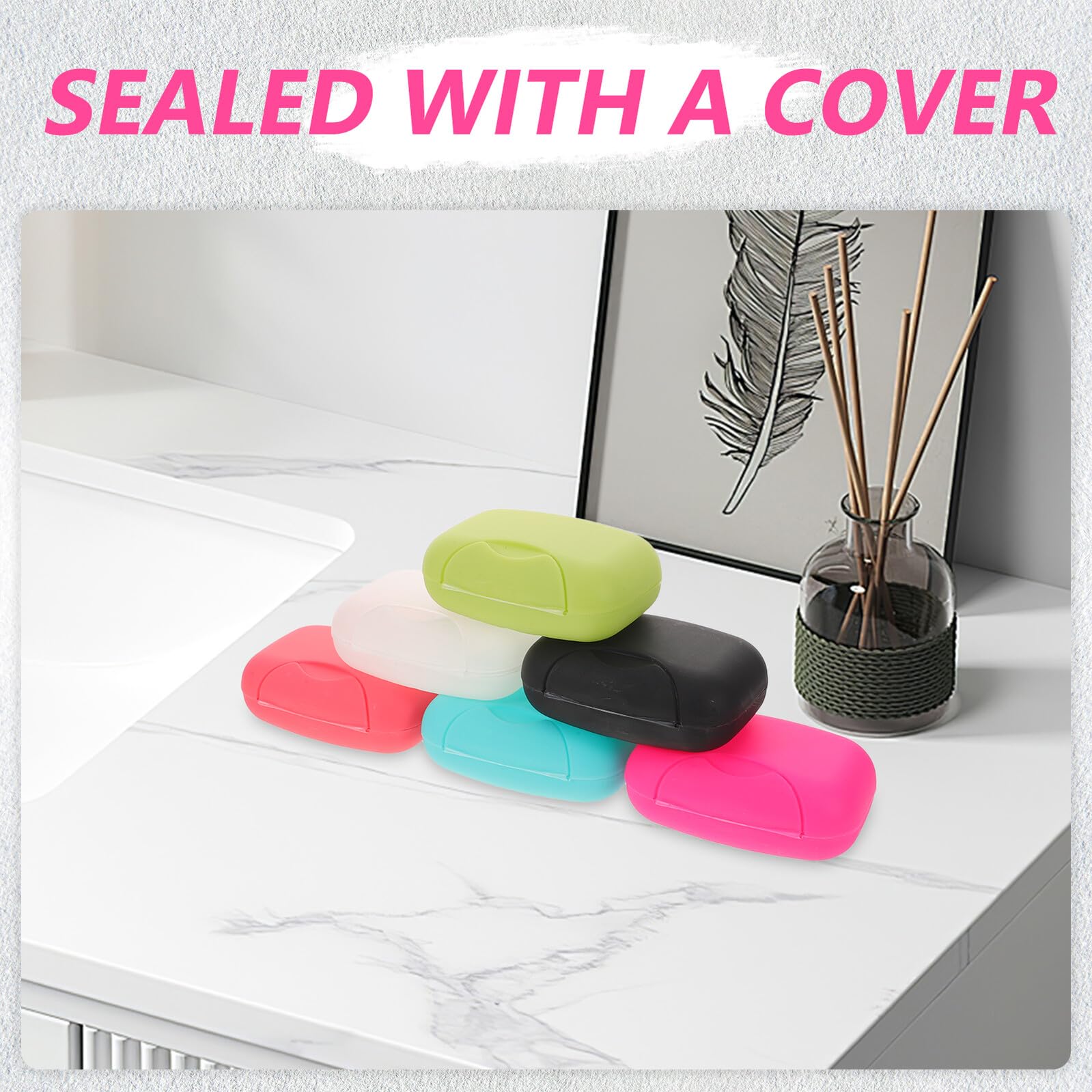 Jabonera Portátil de Plástico con Tapa a Prueba de Fugas, Grande, 30 Piezas de Colores Surtidos para Viaje, Camping, Gimnasio y Uso en Baños Públicos