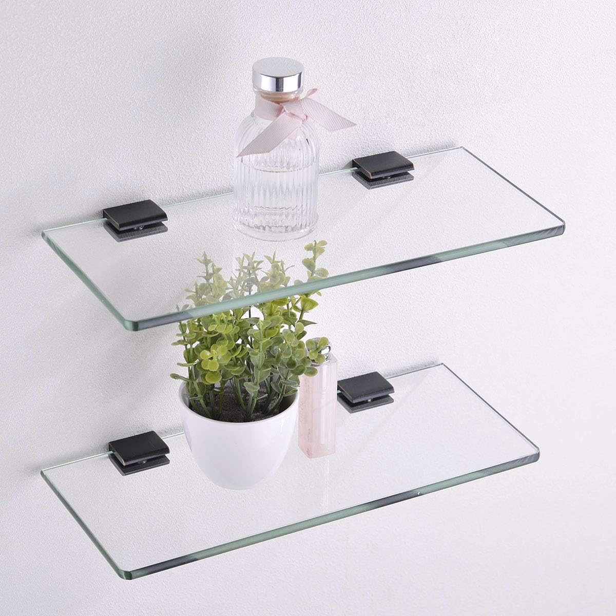 4pcs Adjustable 304 Stainless Steel Glass Clamp Clip Shelf Brackets Holder Support 0.23"-0.35", Oil Rubbed Bronze Finished Heavy Duty