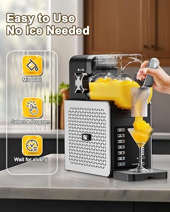 Fiii Slushie Machine 92 oz, Slushy Machine for Home, 6 Preset Programs, Quiet Operation, LED Display, Auto-Clean, No Ice Needed, Perfect for Milkshakes, Margarita Smoothie, Frappes and More