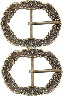 SG Store 2 Stück Gürtelschnalle Im Vintage-Stil mit Muster Metallschnalle Unregelmäßiges Muster Dekorative Schnalle für Hosenträgergürtel 30x58mm (Bronze)