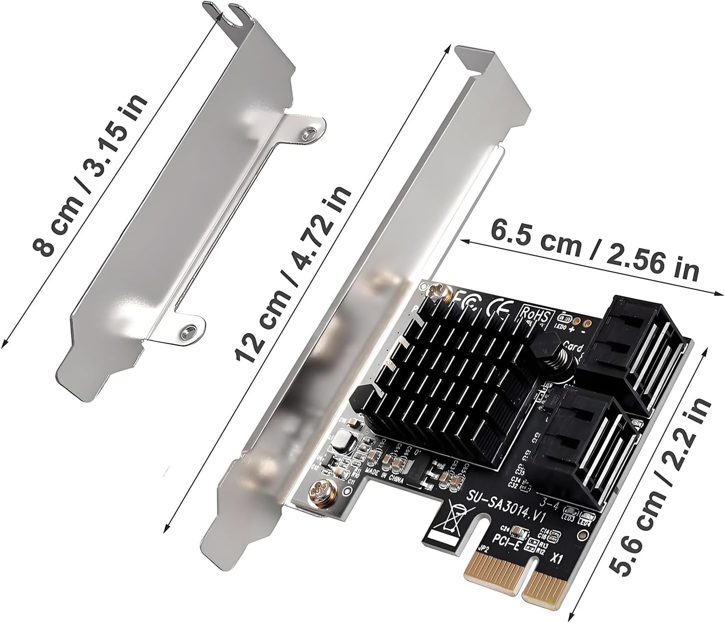 SATA Card, 6Gbps 4 Port Controller Expansion Card with 4 Cables & Low Profile Bracket, Non-Raid, Boot as System Disk, Support 4 SATA 3.0 Devices for Desktop PC & Workstation