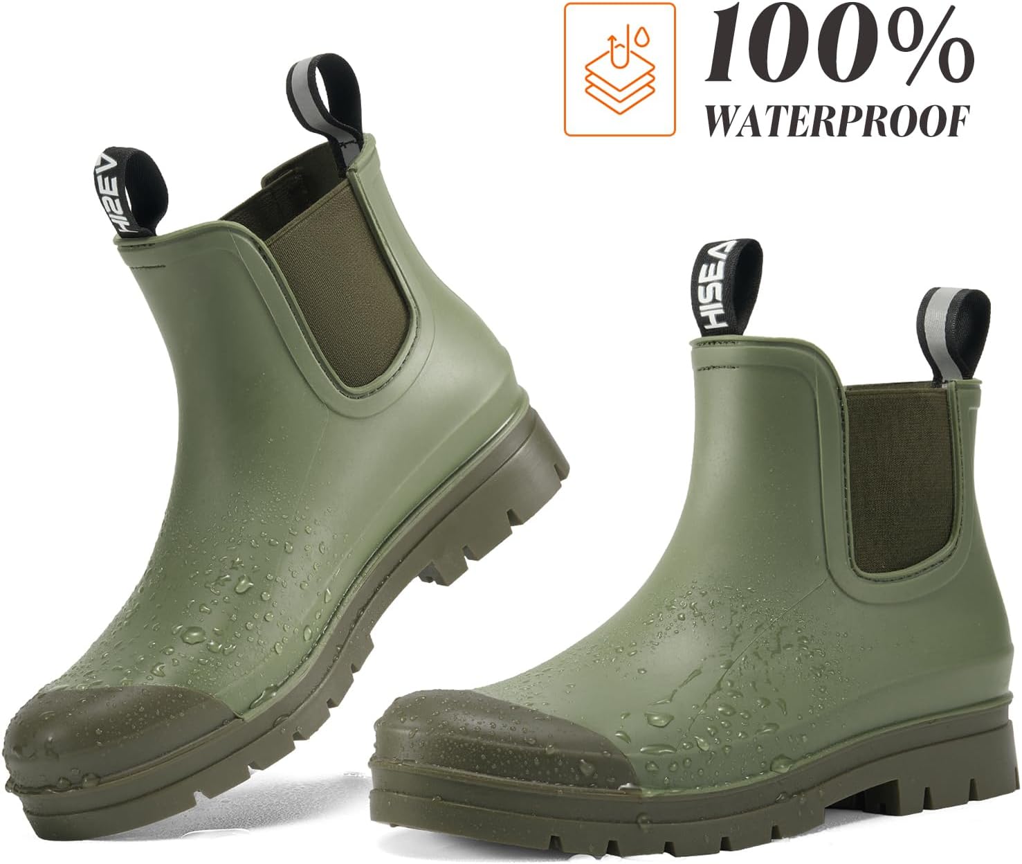 HISEA Women's Short Rain Boots Fashion Waterproof Chelsea Boots Ankle Garden Shoes for Ladies Non Slip Outdoor Work Booties Lightweight Rubber Rainboots with Comfort Insole - Image 7
