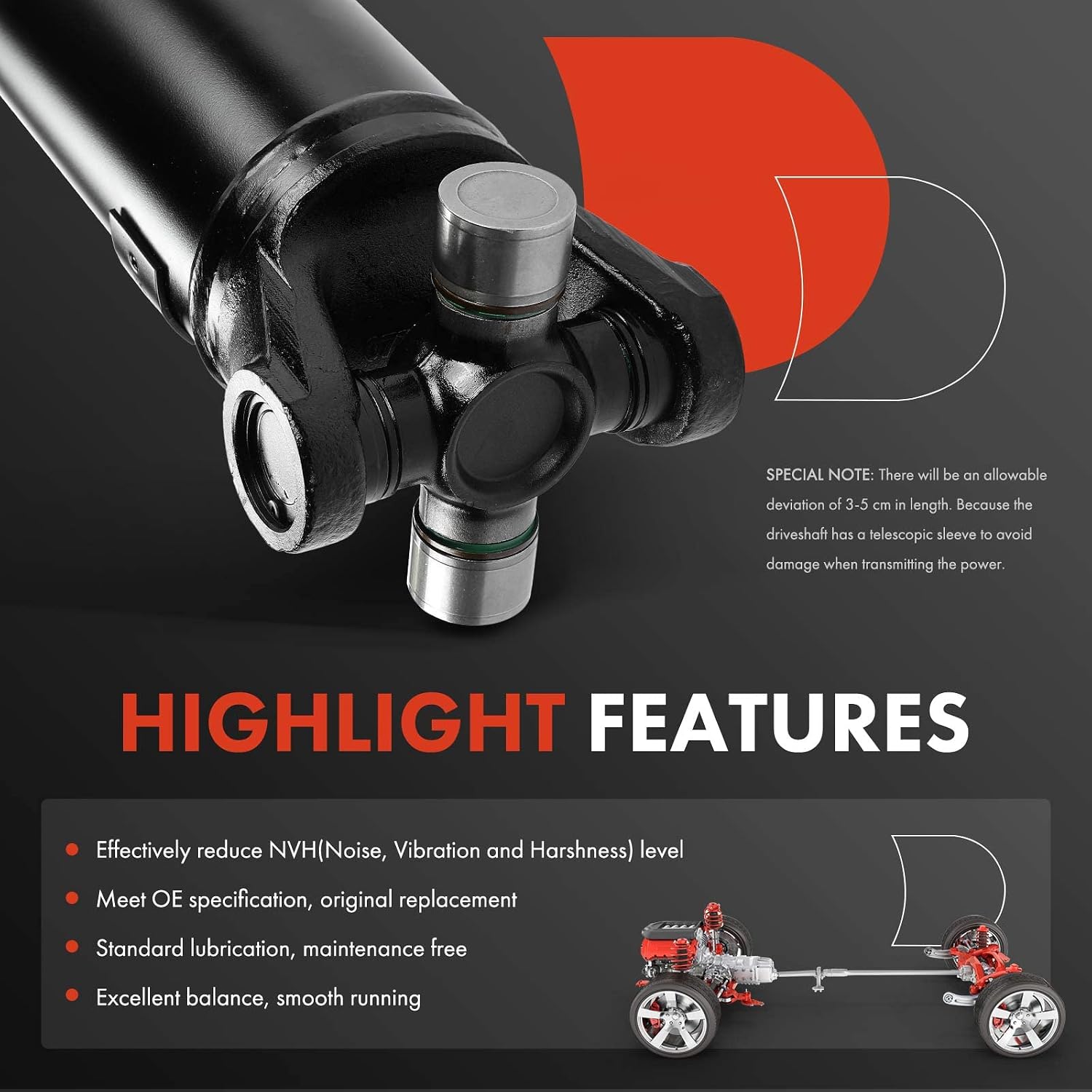 A-Premium Rear Drive Shaft Driveshaft Assembly Compatible with Chevrolet Silverado 2500 HD 2007-2010 & GMC Sierra 2500 HD 2007-2010, [4WD Automatic 6L90 Trans 133.0" Wheelbase 97.6" Bed], Prop Shaft