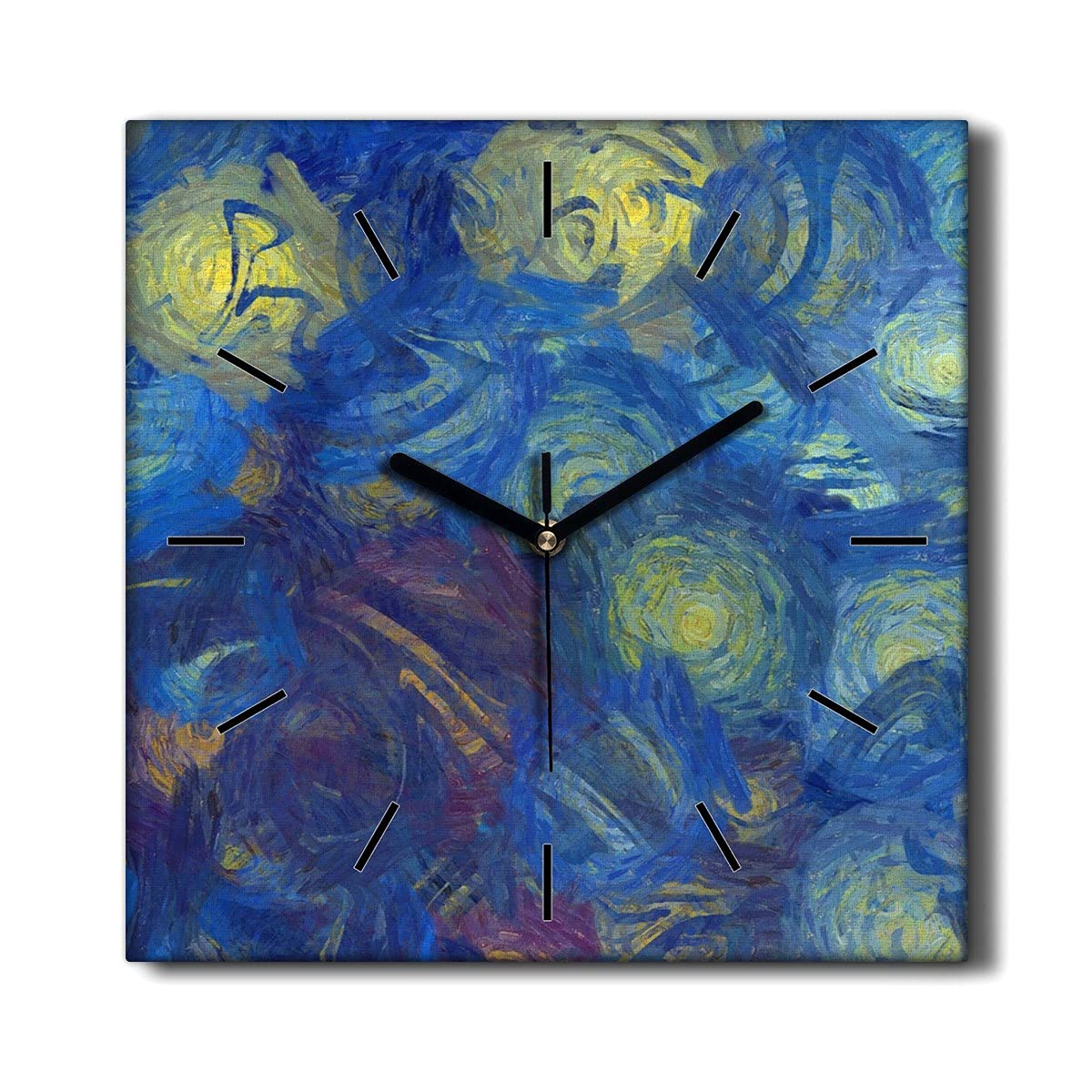 Horloge sur Toile décoration salon 30x30cm horloge murale sans tic-tac cercles