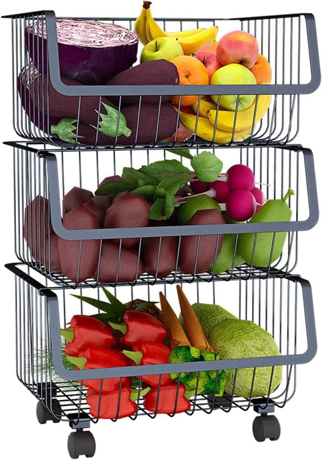 Corbeille à Fruits Et Légumes Tissée Avec Filet Portable - Accessoire Cuisine S Design Naturel