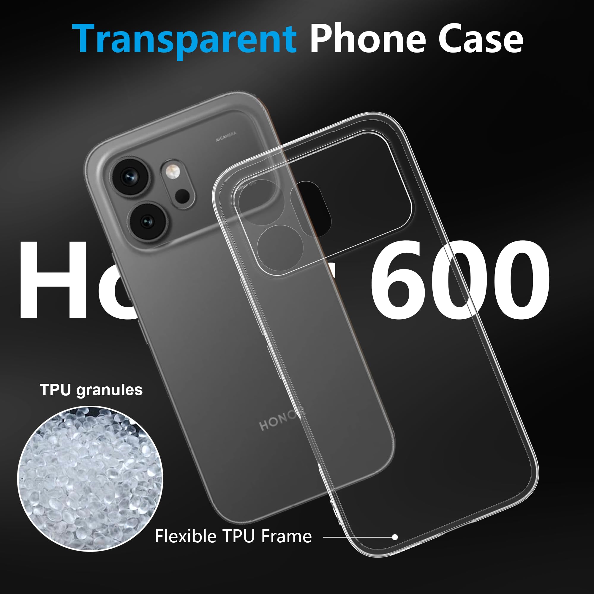 FDHYFGDY Cover per Honor 600 5G Custodia per Telefono, Anti-ingiallimento Antiurto Trasparente con Custodia Protettiva, Ultra Sottile Morbido in TPU Custodia Protettiva