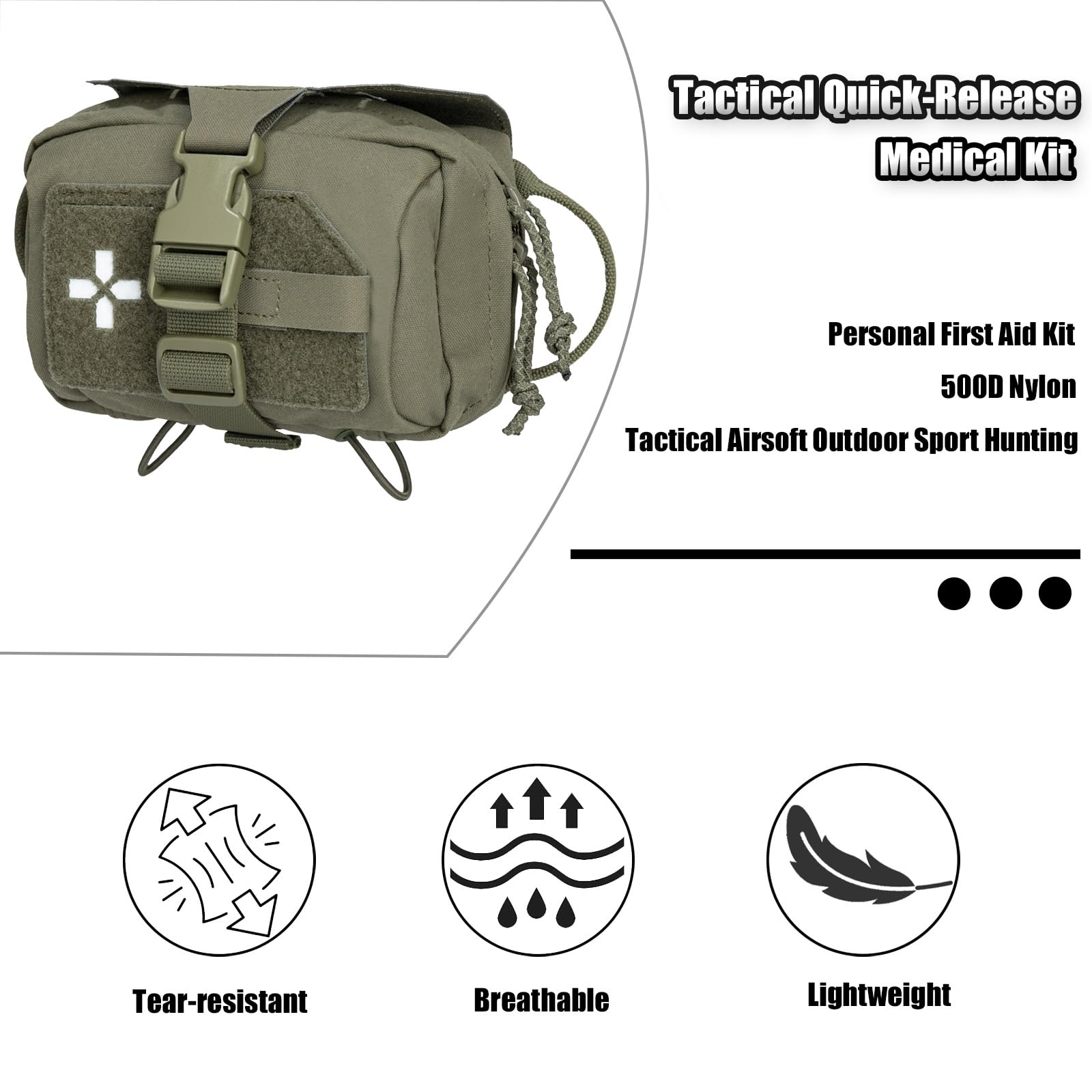 Funda Táctica para Kit de Primeros Auxilios (IFAK), Fundas MOLLE de Despliegue Rápido para Kits de Traumatología, para Emergencias Supervivencia Airsoft Deportes Al Aire Libre y Caza