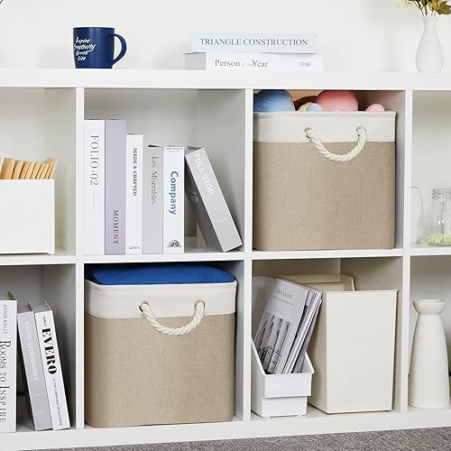 Miniatura 4 de DULLEMELO Cestas de almacenamiento grandes de 16 x 12 x 12 pulgadas de alto, canastas rectangulares de tela para organizar, cestas plegables para