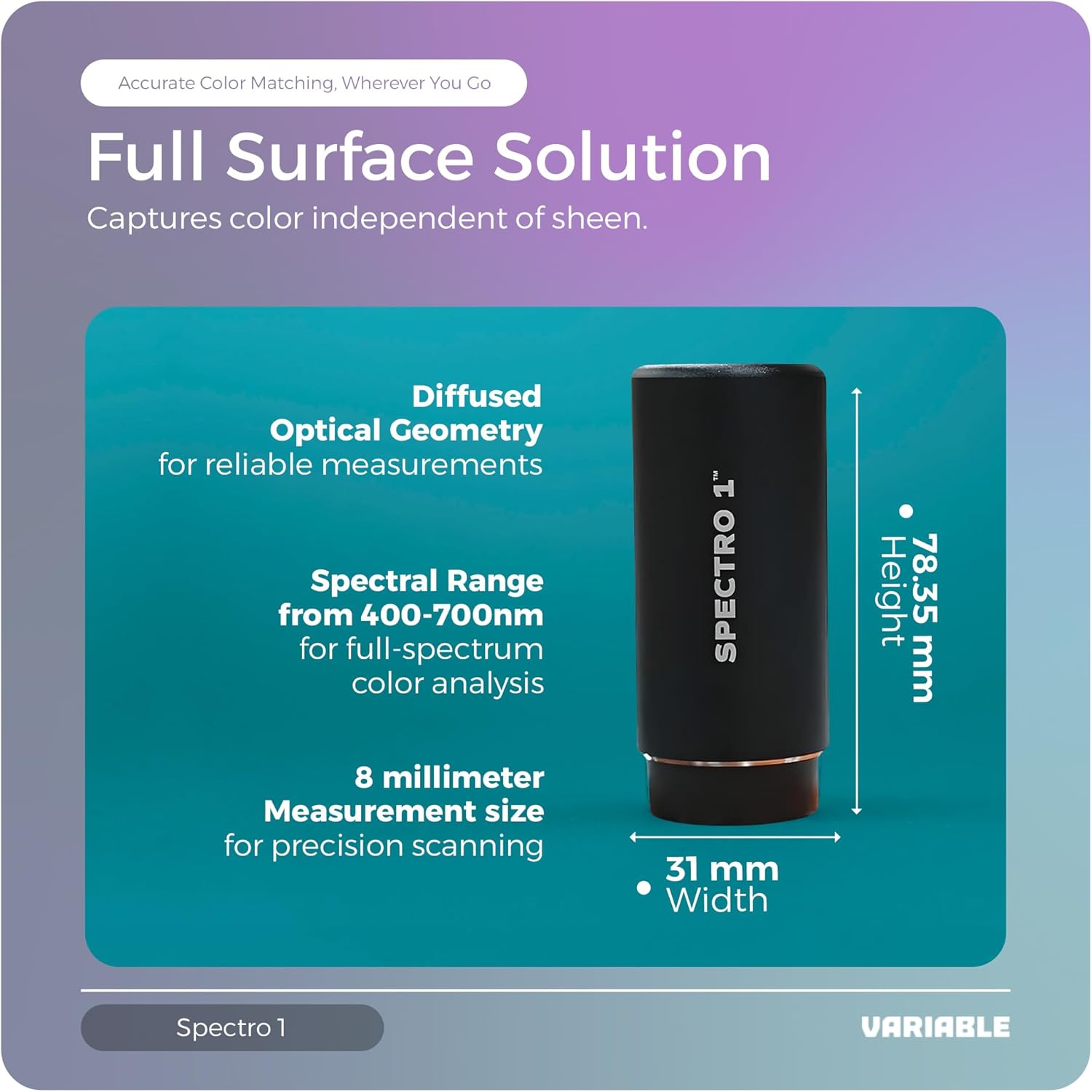 Spectro 1 Mobile Spectrophotometer Paint Color Matching Device, Professional Color Reader & Paint Scanner, Portable Colorimeter Spectrometer & Color Sensor with App Connectivity for Paint Matching