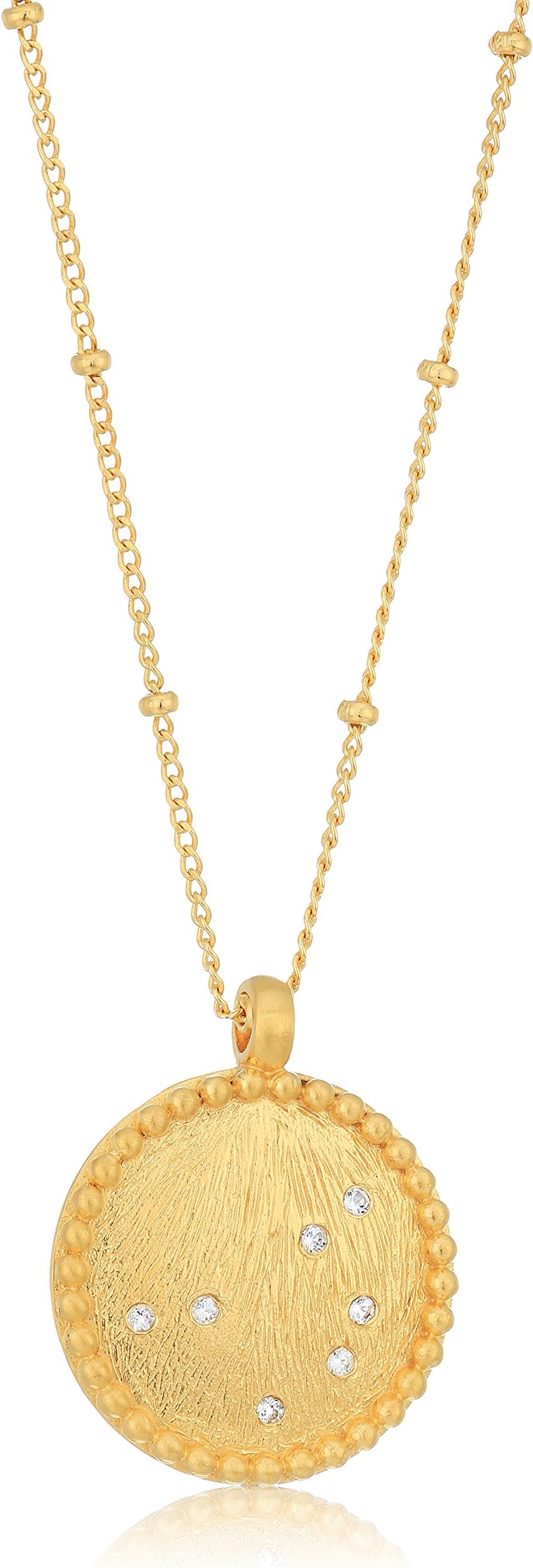 Satya Jewelry Celestial Goddess White Topaz Gold Pleiades Pendant Necklace, 18-Inch