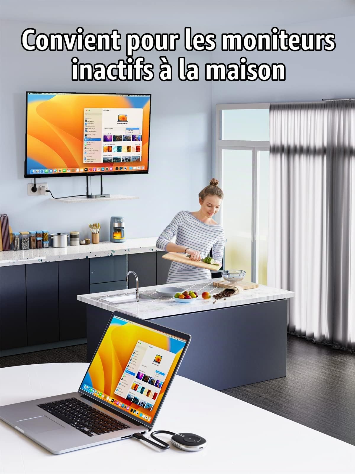 Lemorele Émetteur USB-A et récepteur HDMI sans Fil, 50 m, 1080P@60Hz