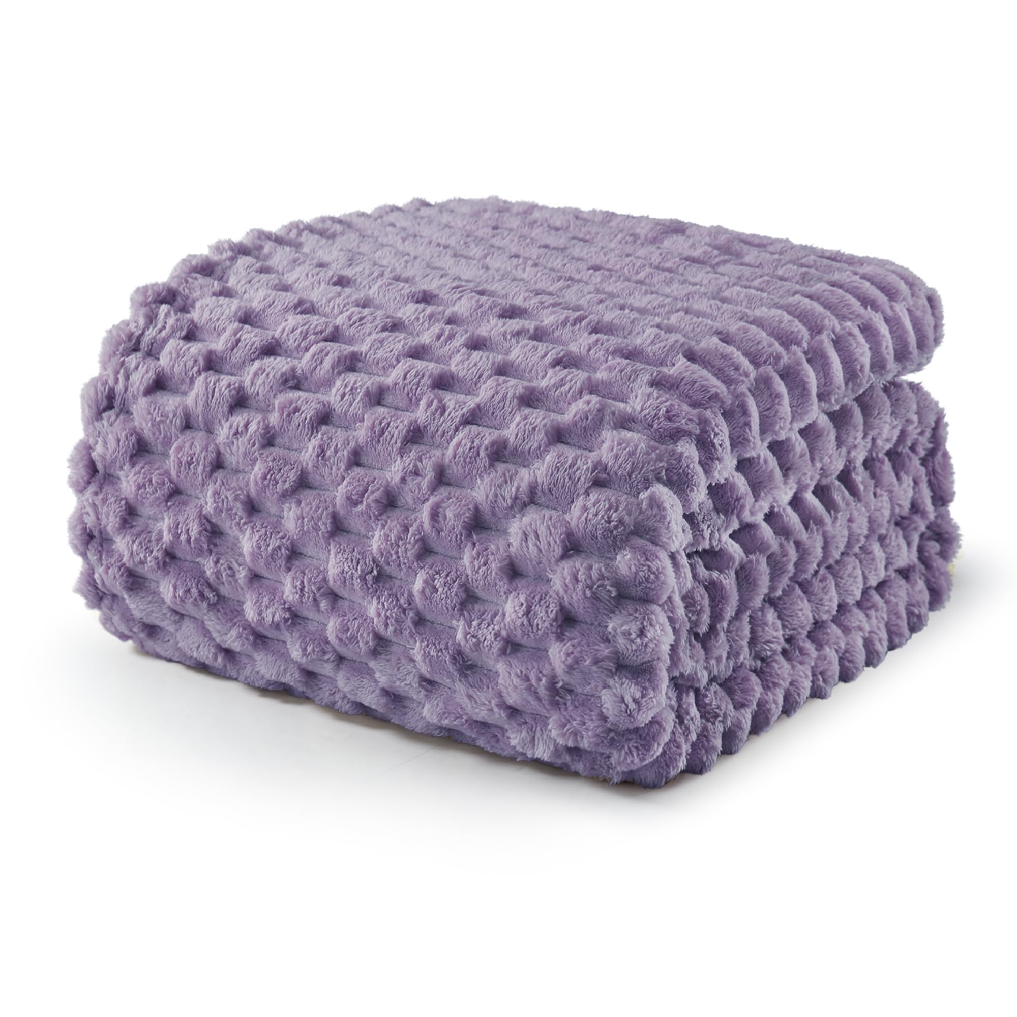 Exclusivo Mezcla Fleece Twin Blanket for Bed, Extra Large Fuzzy Grayish Purple Bed Blankets, Soft Cozy Plush Sofa Throws for All Seasons, 90x66 Inches
