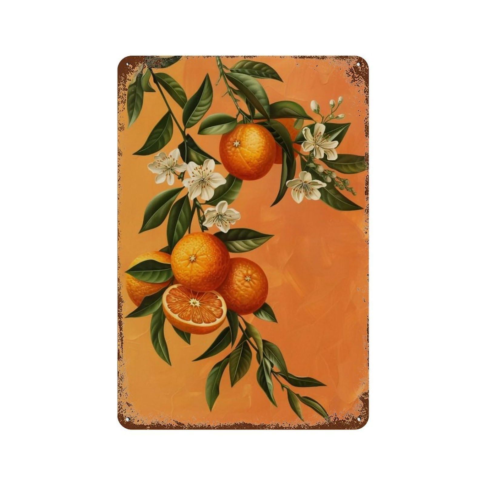 WUJHGRSG Orange Blossom Bough 02 Wall Art Retro Iron Vintage Metal Tin Sign Poster Modern Decor for Home Cofffee Club Bar Shop Style 30x20cm