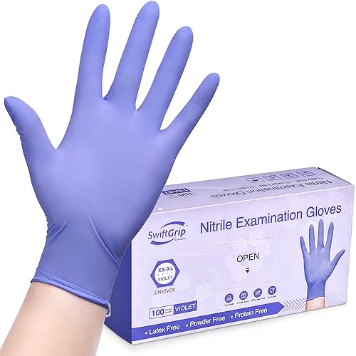 Miniatura 10 de Guantes desechables de nitrilo para examen, 3 mil, grandes, caja de 1000, guantes de nitrilo violeta desechables sin látex para médicos, limpieza,