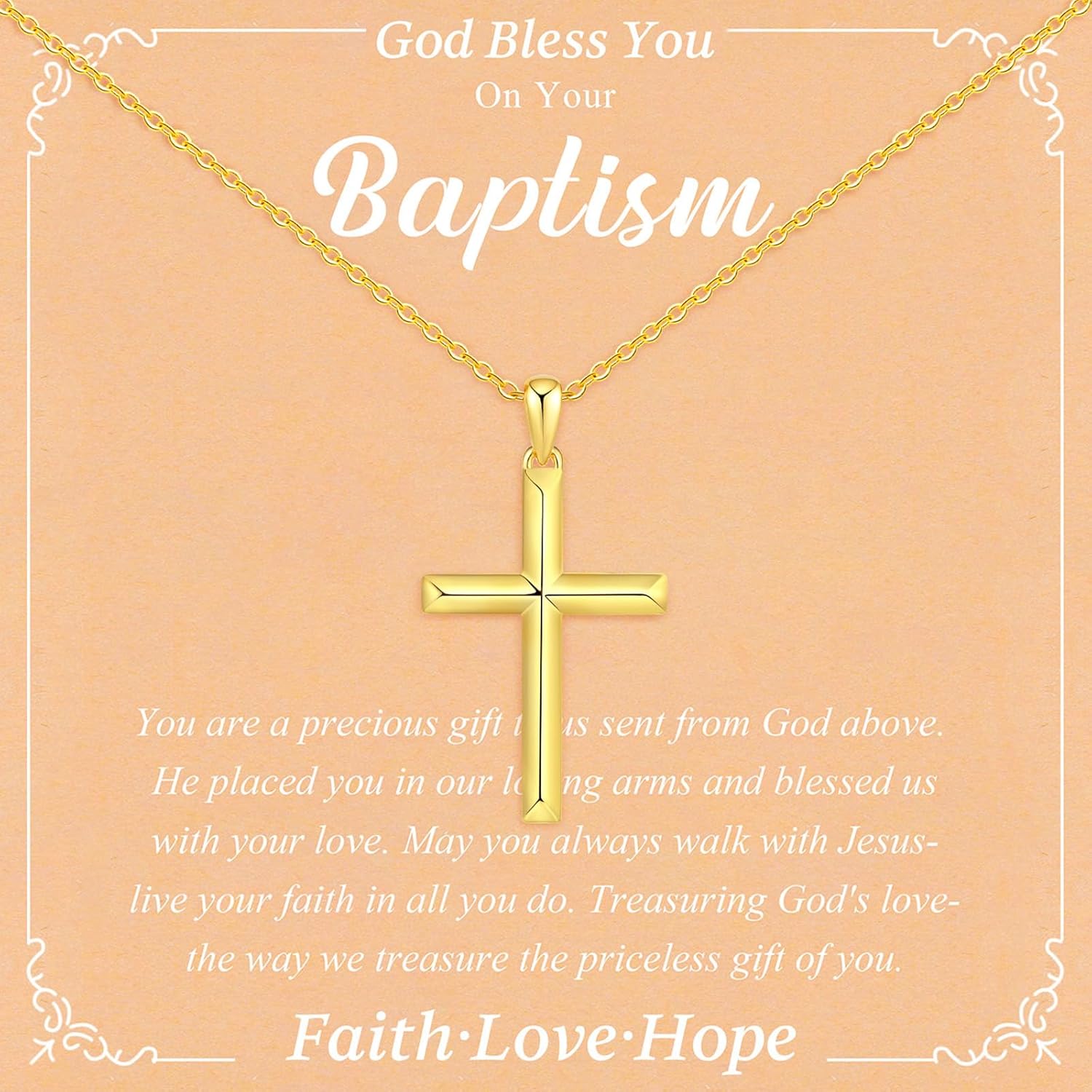 925 Sterling Silver Cross Necklace for Boys - Small Dainty Faith Cross Necklaces for Kids Pendant Jewelry Gifts for Teenage, First Communion Baptism Birthday Easter