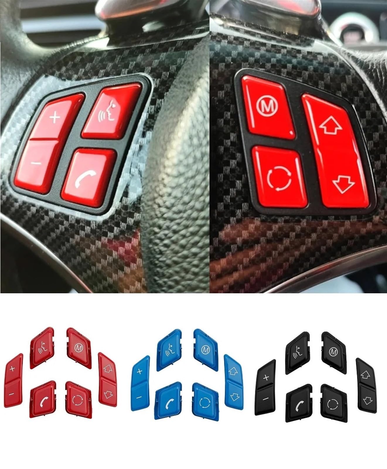 Tasti volante Per Per 3 Series E90 E92 E93 M3 2007-2011 | 2013 Veicolo Volante M Pulsante Interruttore Ricambio Auto Accessorio(A Black)