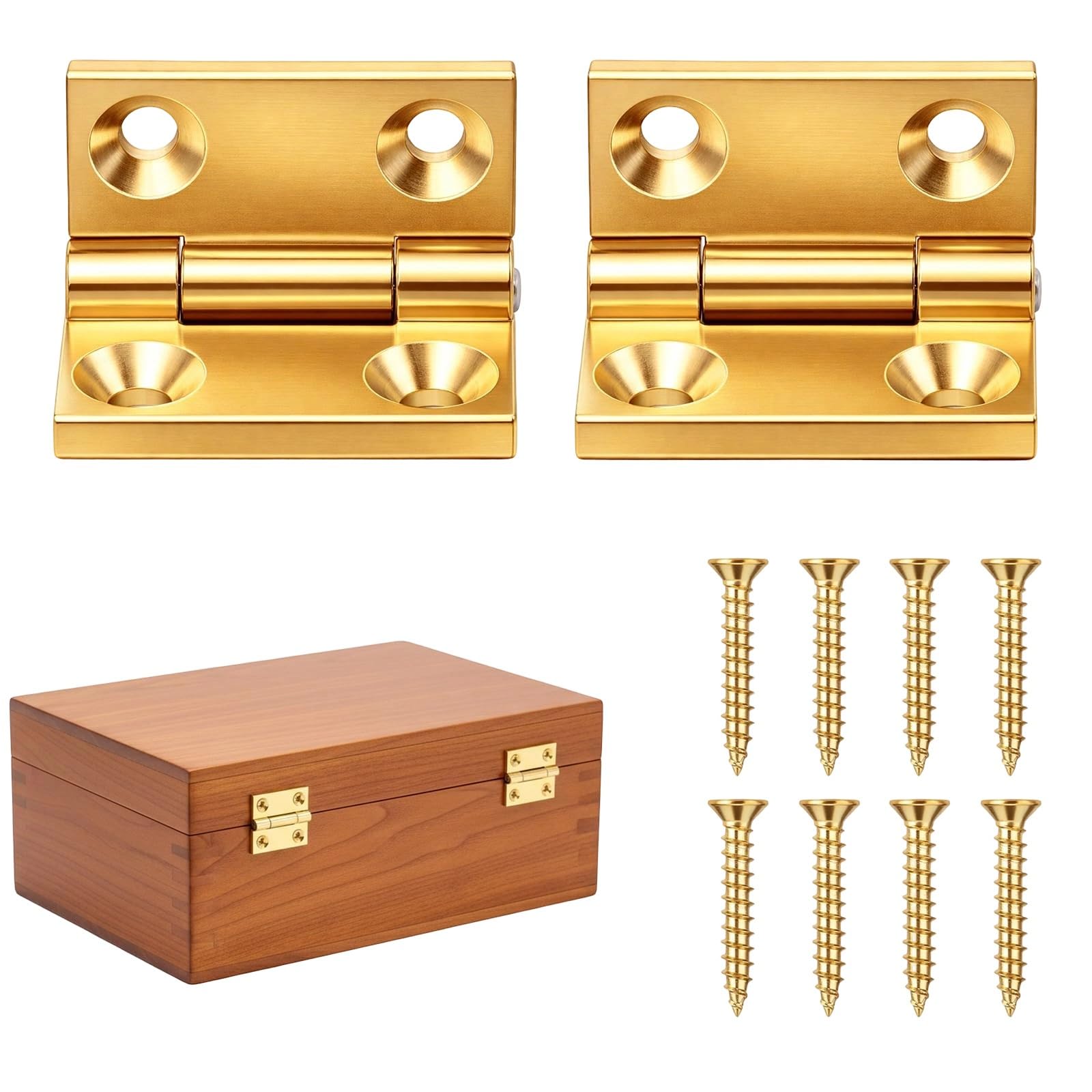 Shyyoulqe Multicolor 2 Pieces Strong Copper Hinges Permanent Bronze Hinges Decors For Smooth Rotation In Small Cabinets & Decorative Boxes Bronze
