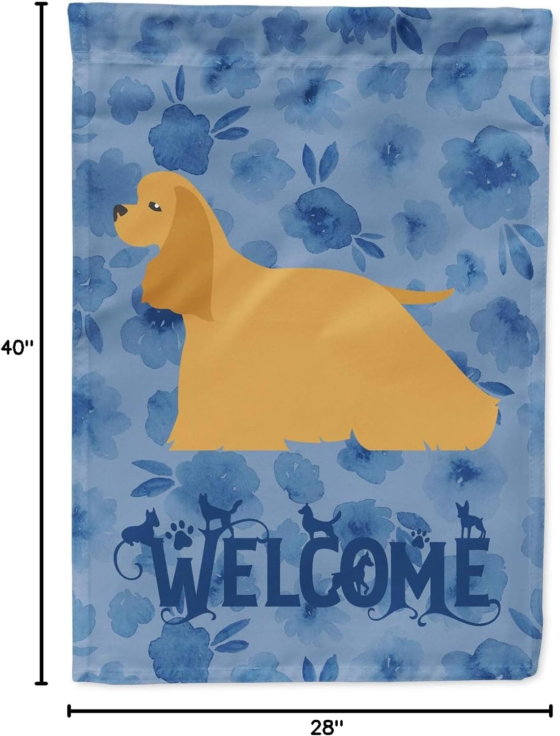 Caroline's Treasures CK6113CHF Cocker Spaniel Welcome House Flag Large Porch Sleeve Pole Decorative Outside Yard Banner Artwork Wall Hanging, Polyester, House Size, Multicolor