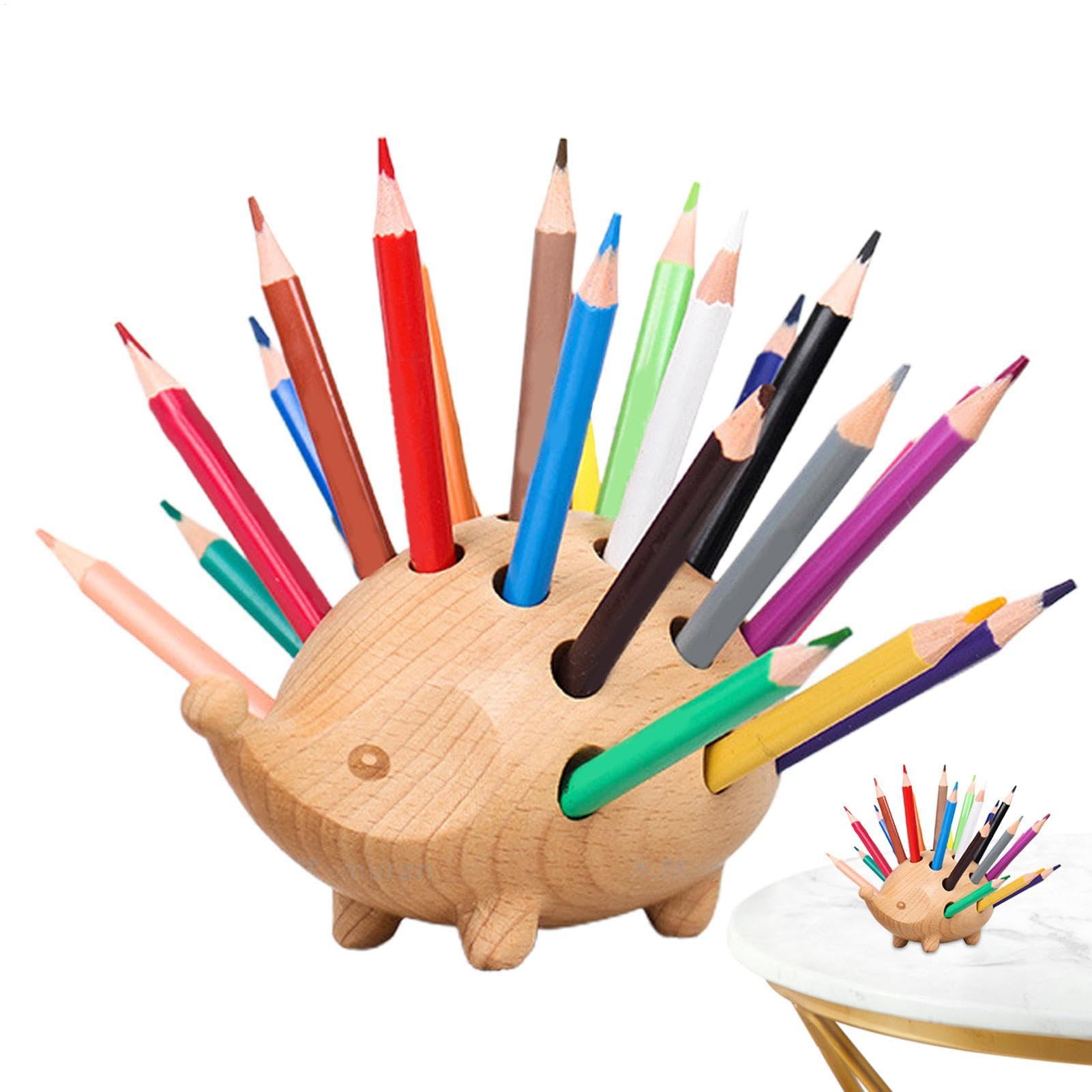Organisateur de crayons Hérisson - Pot à crayons en bois de hérisson