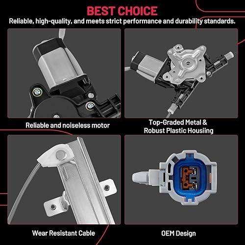 Vista 31 de BDFHYK 741-348 Elevalunas eléctrico con motor delantero izquierdo del conductor para Nissan Frontier 2005-2015, Pathfinder 2005-2010, Xterra