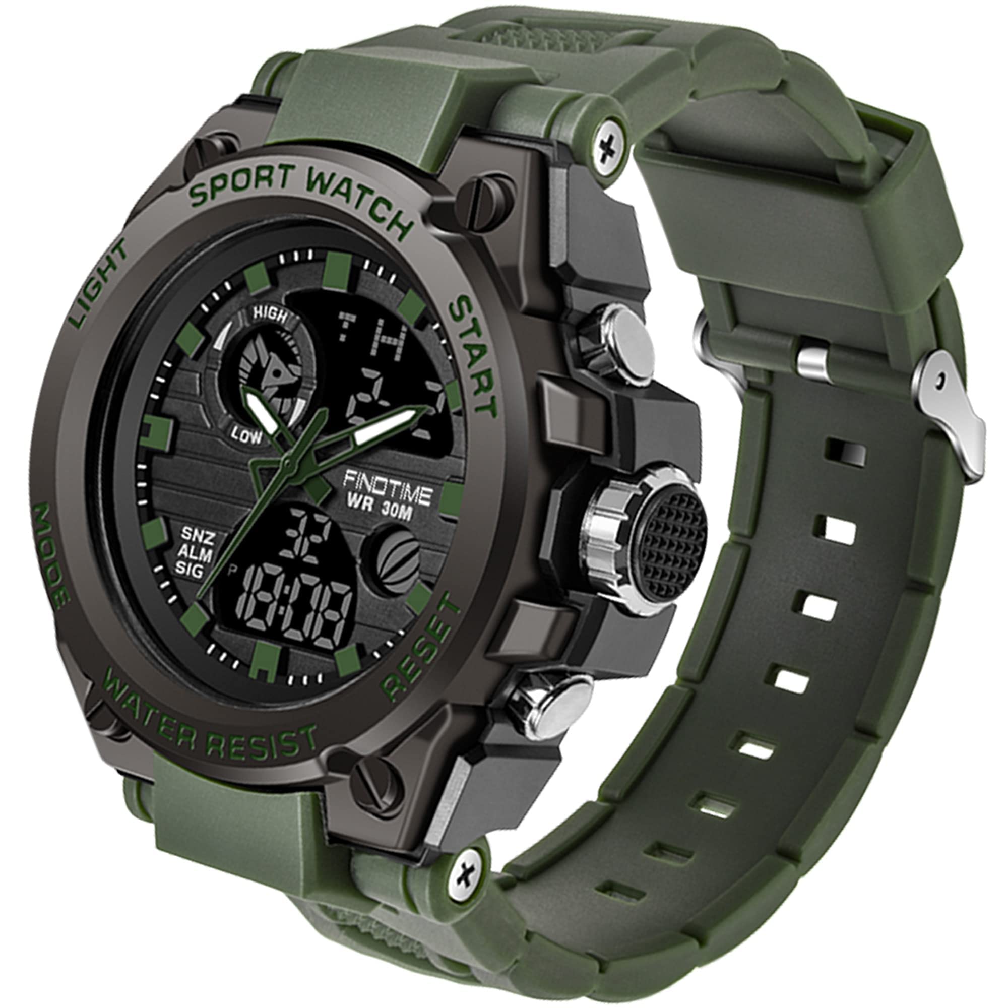 Reloj deportivo digital militar para hombre, resistente al agua hasta 50 m | con cronómetro, alarma, temporizador de cuenta atrás y pantalla de hora dual